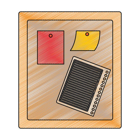 color crayon stripe silhouette of wooden panel for notes vector illustrationのイラスト素材