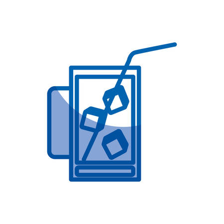 blue shading silhouette of refreshing drink with ice cubes vector illustrationのイラスト素材