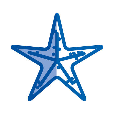 blue shading silhouette of sea starfish vector illustrationのイラスト素材