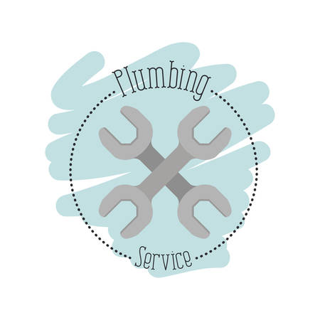sticker scene of wrench tools crossed plumbing service vector illustrationのイラスト素材