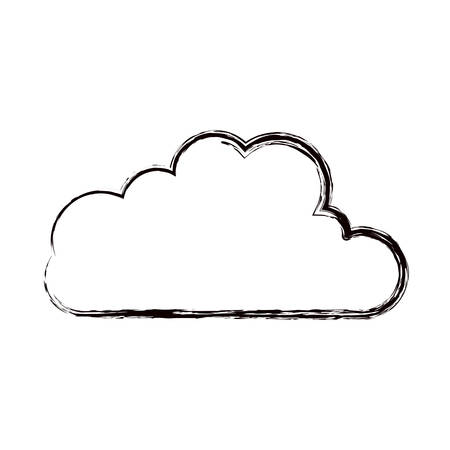 blurred thick contour cloud shape in cumulus icon vector illustrationのイラスト素材