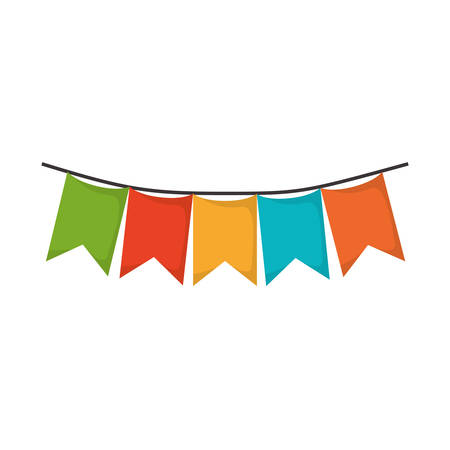 white background with colorful festoons in shape of square with peaks in closeup vector illustrationのイラスト素材