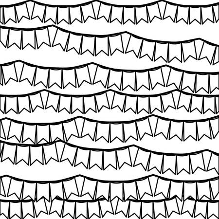 monochrome silhouette with set of festoons in shape of square with peaks vector illustrationのイラスト素材