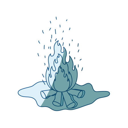 blue shading silhouette of wood fire in floor vector illustrationのイラスト素材