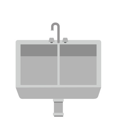 grayscale silhouette of kitchen sink vector illustrationのイラスト素材