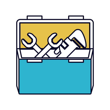 color sections silhouette of opened plumbing toolbox vector illustrationのイラスト素材