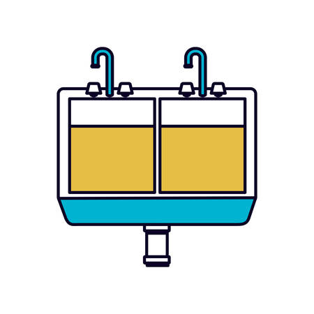 color sections silhouette of kitchen sink vector illustrationのイラスト素材