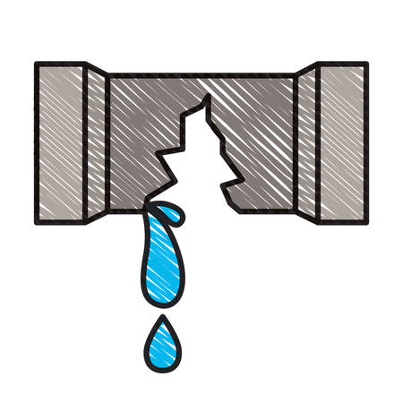 colored crayon silhouette of water pipe broken vector illustrationのイラスト素材