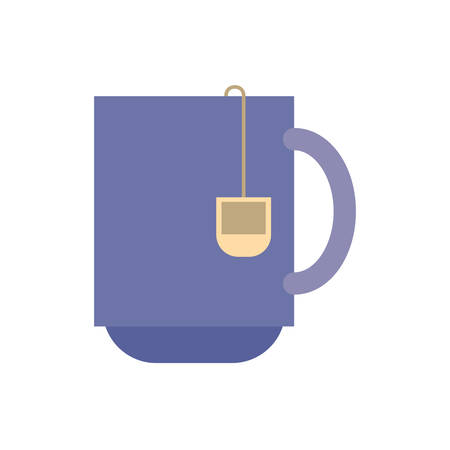 white background with color silhouette of cup of tea vector illustrationのイラスト素材