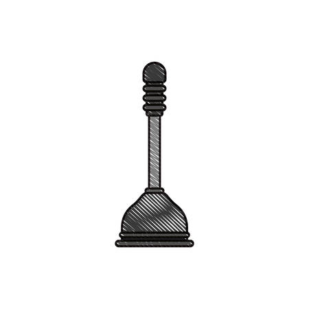 colored crayon silhouette of toilet plunger icon vector illustrationのイラスト素材