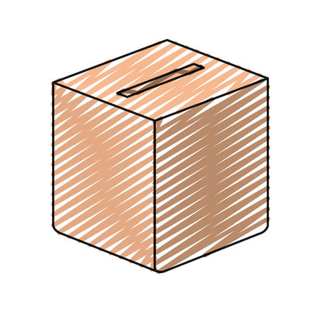 color crayon silhouette carboard box with slot vector illustrationのイラスト素材