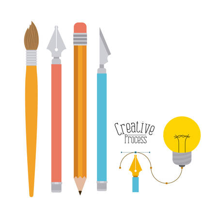 colorful background with tool elements to design creative process vector illustrationのイラスト素材