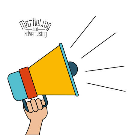white background with colorful megaphone marketing and advertising vector illustrationのイラスト素材