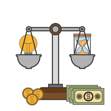 white background with colorful time is money business concept vector illustrationのイラスト素材