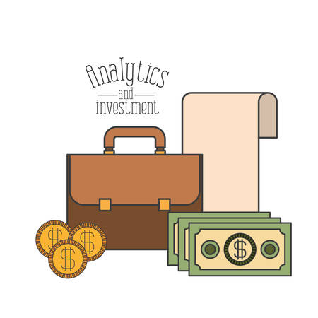 white background with colorful portfolio and money economy analytics and investment vector illustrationのイラスト素材