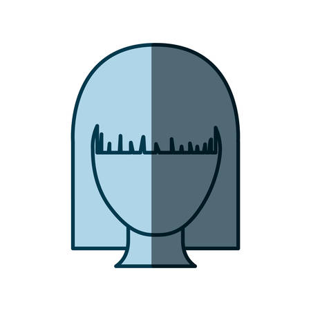 blue color shading silhouette faceless woman with straight hairstyle vector illustrationのイラスト素材
