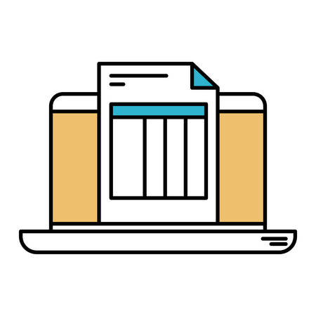 color sections silhouette of laptop computer and billing sheet vector illustrationのイラスト素材