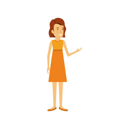colorful silhouette of woman in dress standing with short hair vector illustrationのイラスト素材