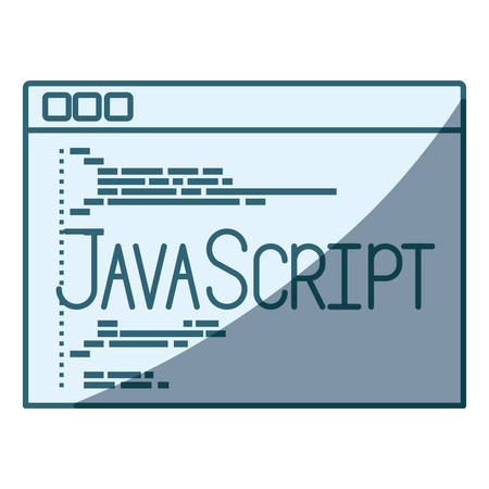 blue shading silhouette of programming window with code javascript vector illustrationのイラスト素材