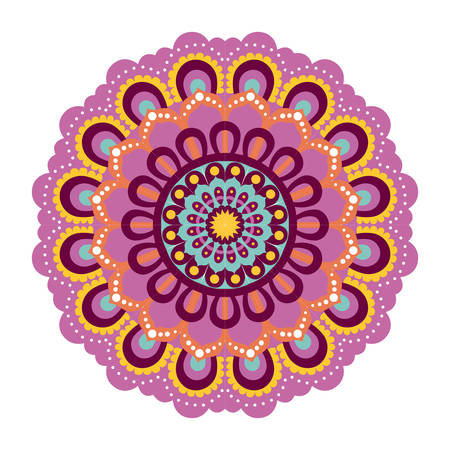 white background with colorful flower mandala vintage decorative ornament vector illustrationのイラスト素材
