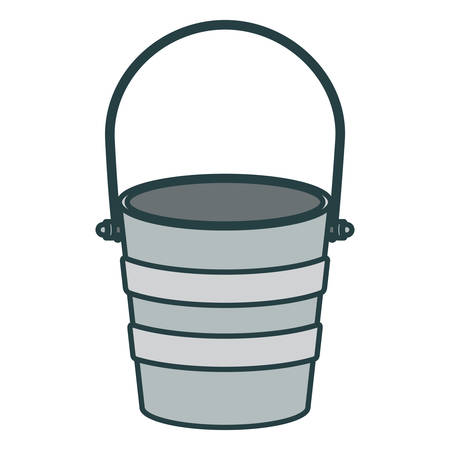 colorful silhouette metallic bucket container with thick contour vector illustrationのイラスト素材