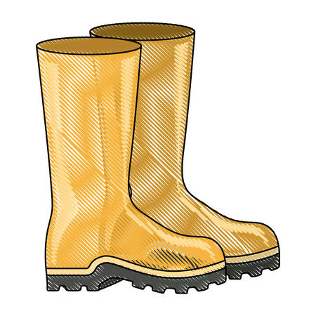 colored pencil silhouette of fishing plastic boots accesory vector illustrationのイラスト素材