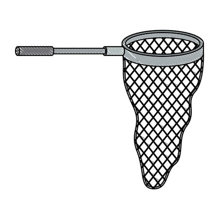 colored pencil silhouette of fishing net with handle vector illustrationのイラスト素材