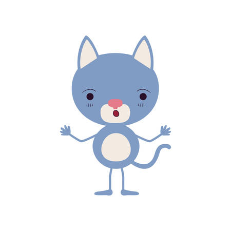 colorful caricature of cute kitten astonished expression vector illustrationのイラスト素材