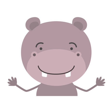 colorful half body caricature of cute hippopotamus happiness expression vector illustrationのイラスト素材
