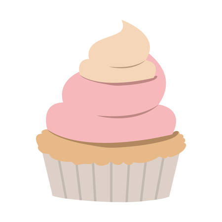 hand drawing color cupcake with pink and vainilla buttercream decorative vector illustrationのイラスト素材