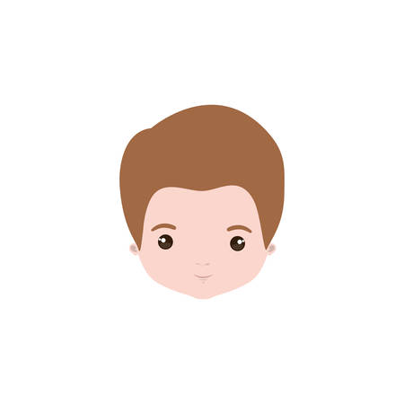 colorful caricature closeup front view face man with brown hairstyle vector illustrationのイラスト素材