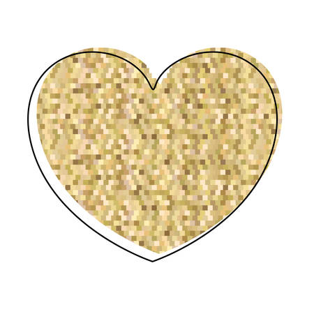 watercolor silhouette of hand drawing yellow pixel heart shape decorative vector illustrationのイラスト素材