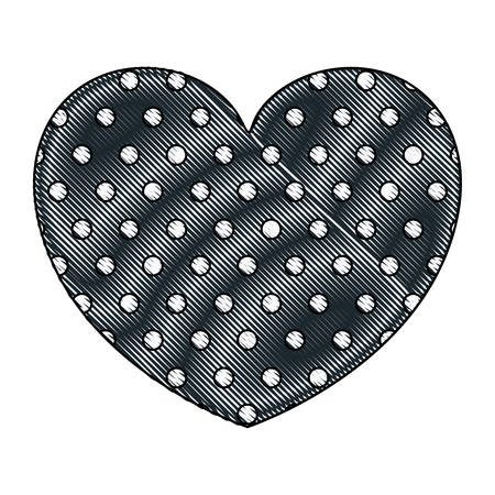 crayon silhouette of hand drawing dark blue heart shape decorative with dots vector illustrationのイラスト素材