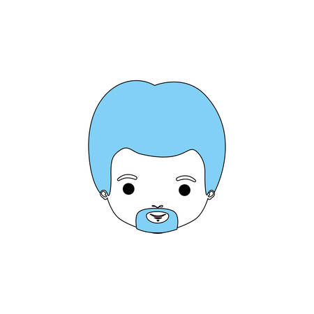 Colored caricature, front view closeup of a man's face with van dyke beard vector illustrationのイラスト素材