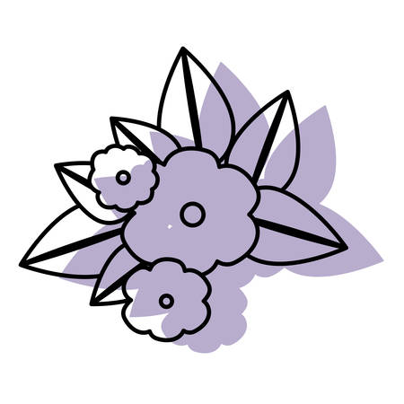 silhouette lilac color shadow of contour decorative bouquet with beautiful flowers ornaments vector illustrationのイラスト素材