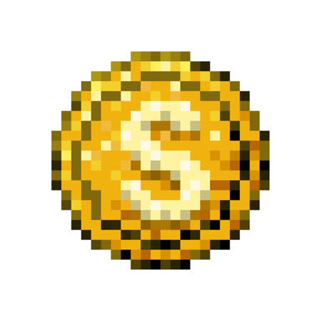 color pixelated coin with symbol vector illustrationのイラスト素材
