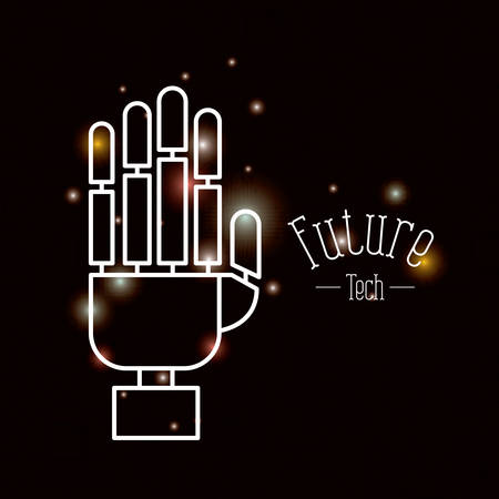 color dark brown background with brightness of silhouette robotic hand future tech vector illustrationのイラスト素材