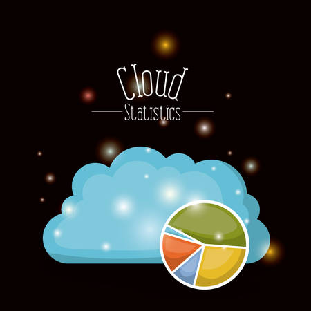 black background with brightness of colorful cloud statistics vector illustrationのイラスト素材