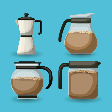 color poster with set traditional glass jar with coffee and handle vector illustrationのイラスト素材