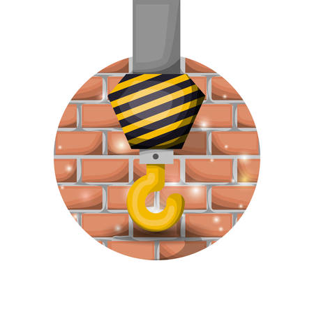 Circular brick wall and crane hook vector illustrationのイラスト素材