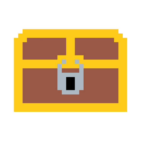 Colorful pixelated treasure chest with padlock vector illustration.のイラスト素材
