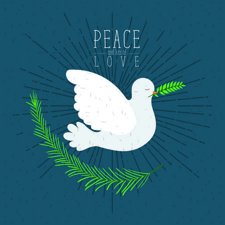 Colored poster with sparks and side view pigeon peace symbol with linear brightness vector illustrationのイラスト素材