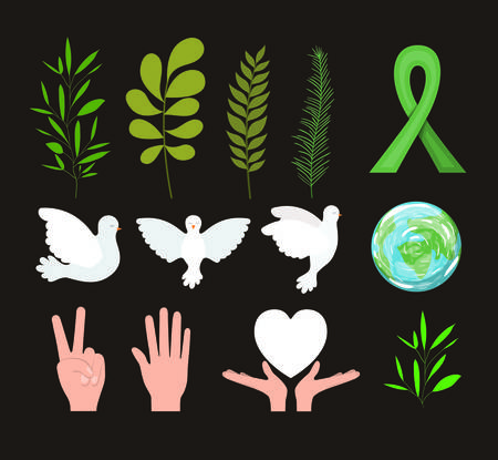 Set of elements icons of peace symbol vector illustrationのイラスト素材