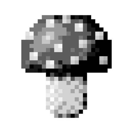 monochrome pixelated mushroom with dots vector illustrationのイラスト素材