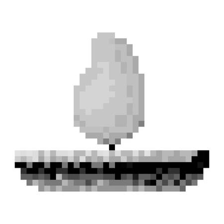 monochrome pixelated fire flame in meadow vector illustrationのイラスト素材