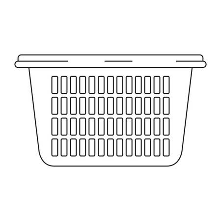 monochrome silhouette of laundry basket without handles vector illustrationのイラスト素材