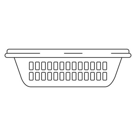 monochrome silhouette of small laundry basket without handles vector illustrationのイラスト素材
