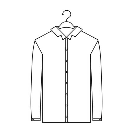 monochrome silhouette of shirt long sleeve man in clothes hanger vector illustrationのイラスト素材