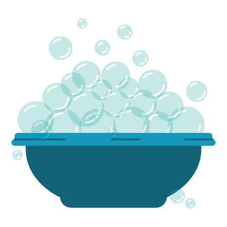 colorful silhouette with bowl and soap bubbles vector illustrationのイラスト素材