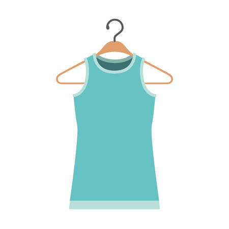 colorful silhouette of female t-shirt without sleeves in clothes hanger vector illustrationのイラスト素材